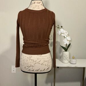 Brown Ribbed Knit Sweater